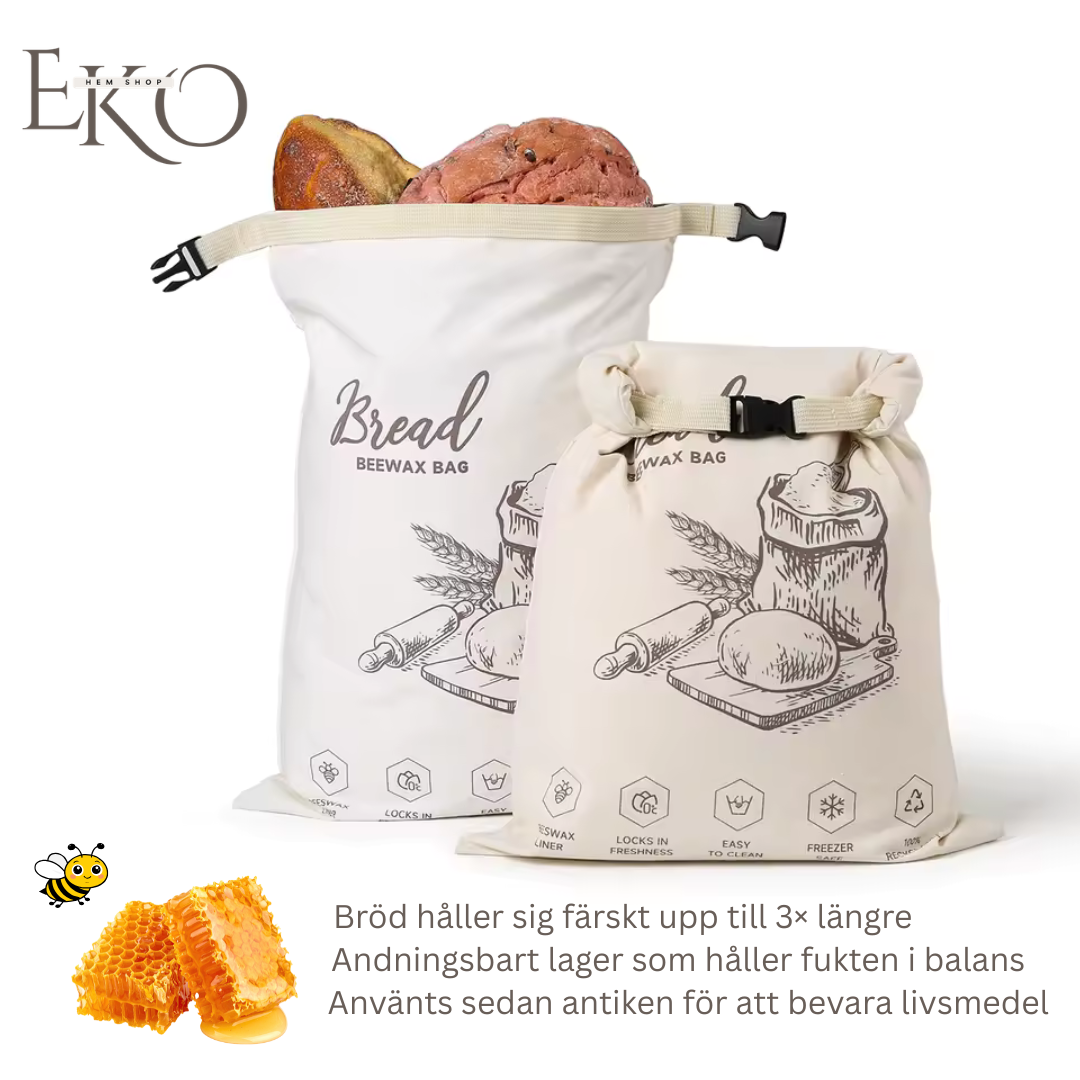 Ekologisk Bivax Brödpåse – 100 % Bomull